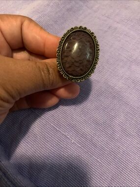 Vintage Bronze Ring with Deep Plum Oval centre